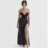 Lace Deep V Plunge Strap Dress Summer Sleeveless Slit Sexy Midi Dress by Ragazza