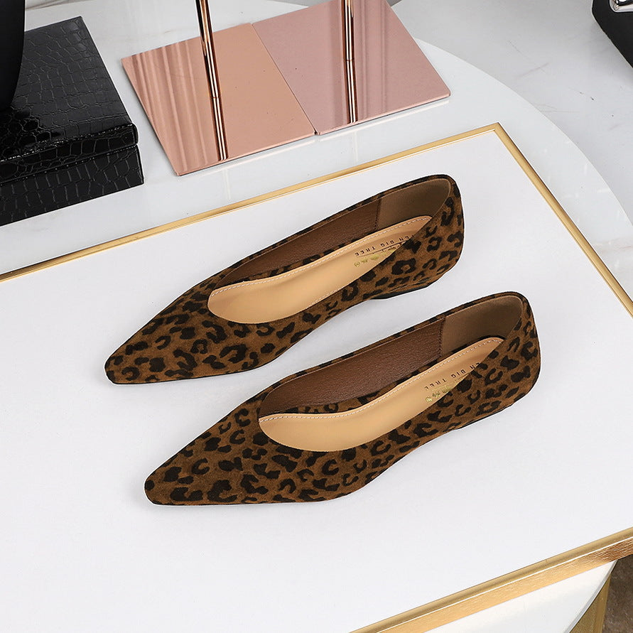 Daily Simple All Match Pointed Toe Shallow Mouth Low Heel Comfortable Suede Wedge Shoes Women Shoes  DestGlow