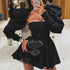 French Tube Top Dress Women High Grade Sexy Backless Long Sleeves Black Two Piece A Line Dress by Ragazza