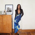 Personalized Design Women Clothing Stitching Printing Deep V Plunge neck Slim Dress Trendy Long Dress Women  DestGlow