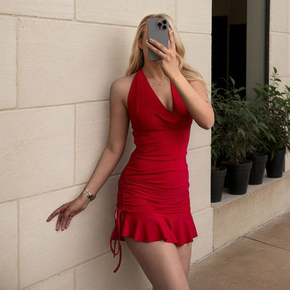 Summer Elegant Sexy V neck Sexy Slim Halter Dress by Ragazza