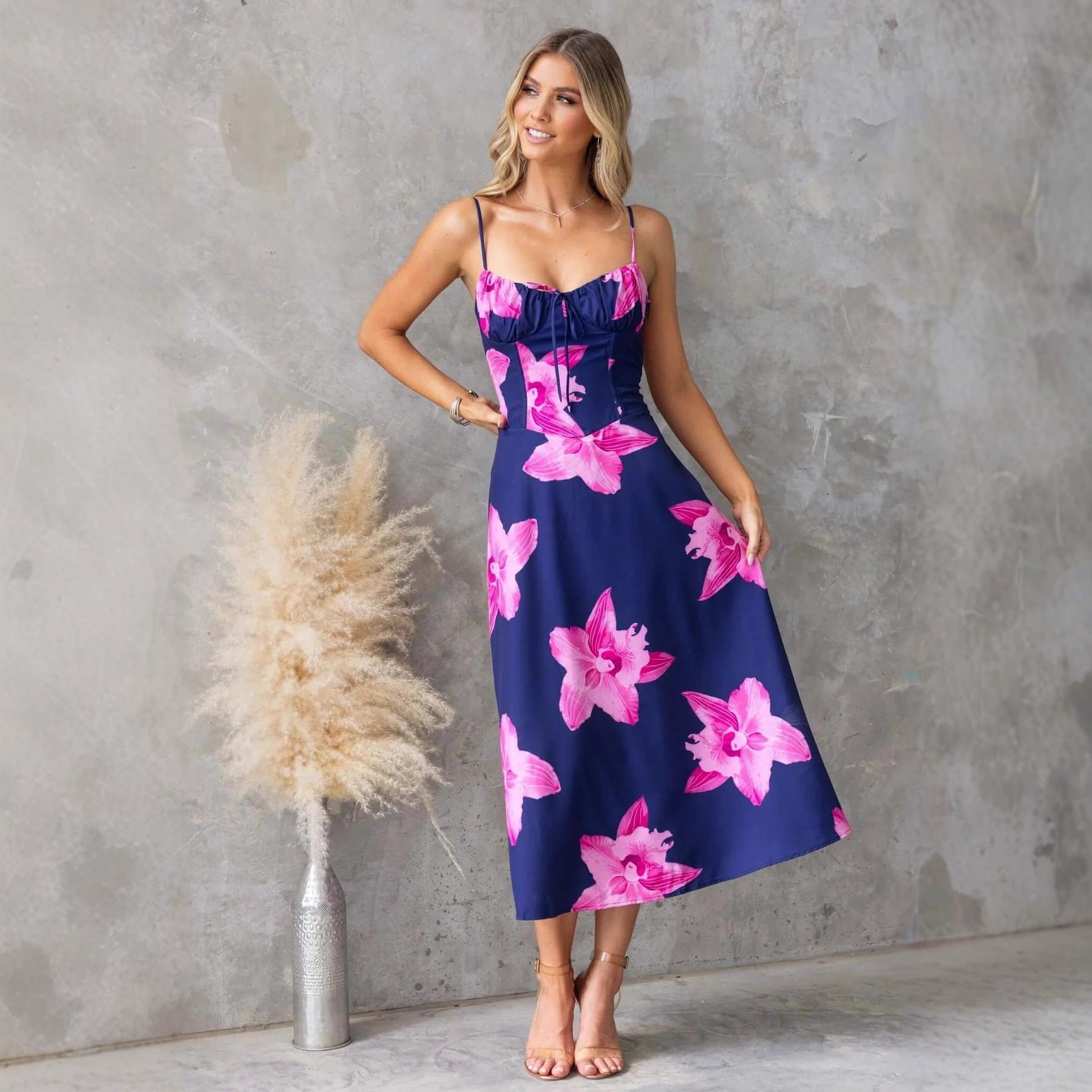 Summer Printed Slim Fit Sexy Suspenders Dress by Ragazza