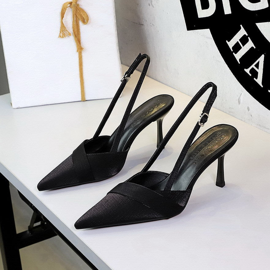French Satin Ribbon Pointed Toe Ankle Strap Buckle Sexy Party Women Shoes Stiletto High Heel Shoes Women Shoes  DestGlow