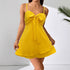 Bow Beach Dress Beautiful Seaside Solid Color Holiday Short Mini Dress Summer by Ragazza