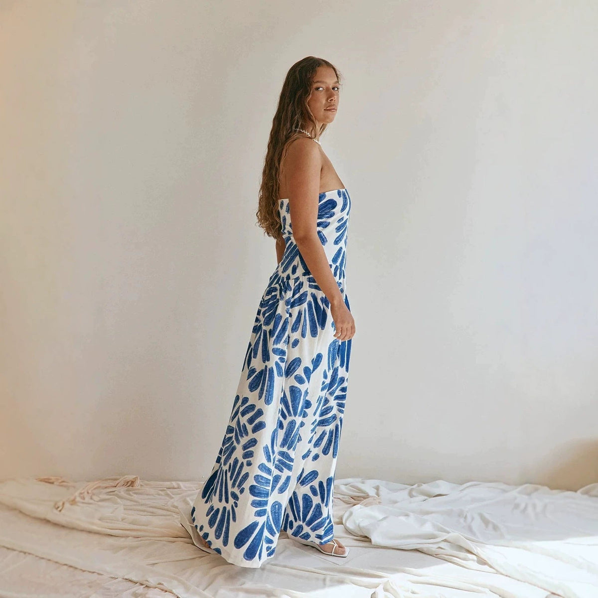 Women Dress Printed Vacation French Wrapped Chest Slim Sexy Maxi Dress  DestGlow