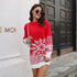 Christmas Woolen Women Snowflake Jacquard Lantern Sleeve Loose Knitted Dress Autumn Winter Women Clothing by Ragazza