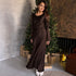Satin Round Neck Long Sleeved Dress Women Clothing Autumn Elegant Sheath Dress by Ragazza