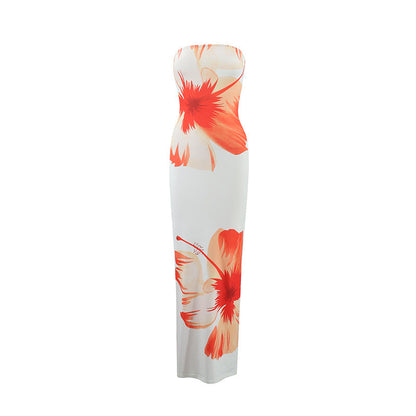 Summer Fashionable Elegant Sexy Bandeau Slim Fit Long Holiday Dress by Ragazza