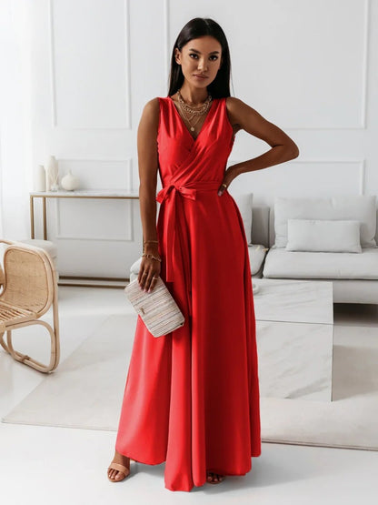 Women Clothing Tied V Neck Evening Party Maxi Dress Women by Ragazza