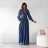 Women Long Sleeve Pleated Waist Tight Backless Dress  DestGlow