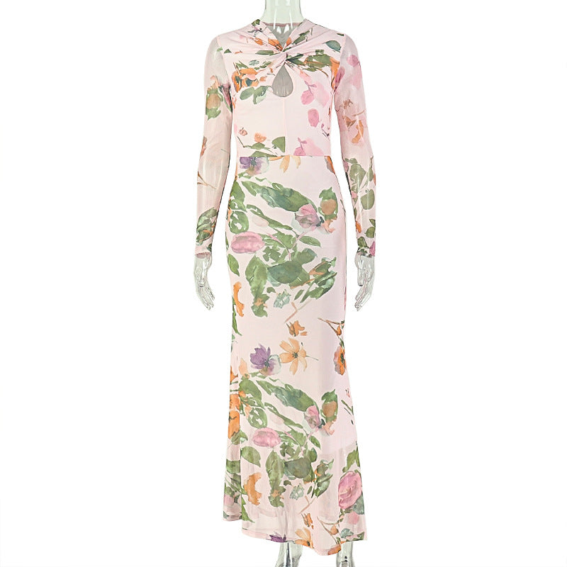 Waist Controlled Women Clothing Ladies Cocktail Hip Dress All Matching High Neck Long Sleeve Holiday Dress  DestGlow