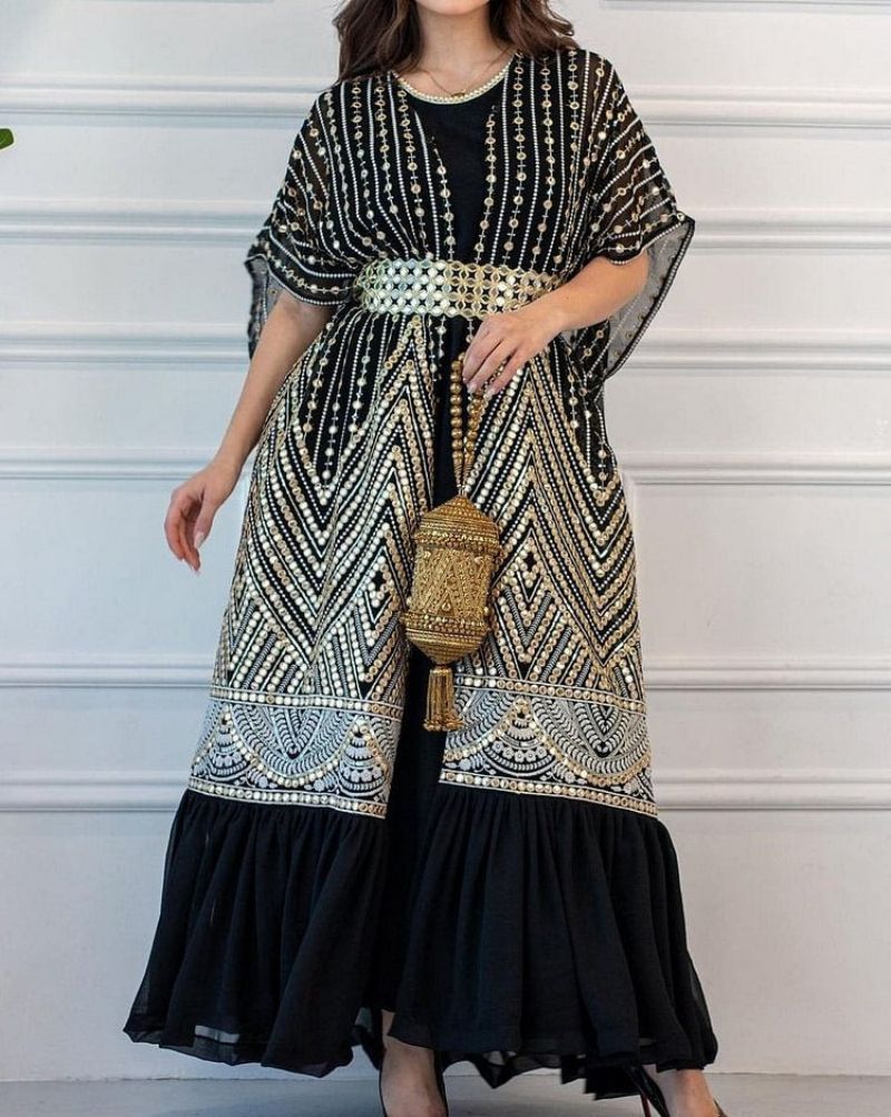 Spring Summer Printing City Casual Dolman Sleeve Pleating Vest Printed Tape Belt Two Piece Set by Ragazza