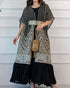 Spring Summer Printing City Casual Dolman Sleeve Pleating Vest Printed Tape Belt Two Piece Set by Ragazza