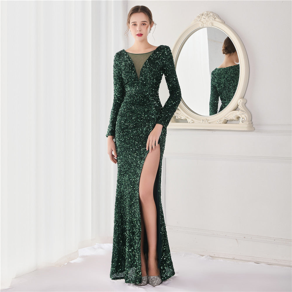 Cocktail Elegant Long Long Sleeve Sequined Atmosphere Fishtail Evening Dress by Ragazza
