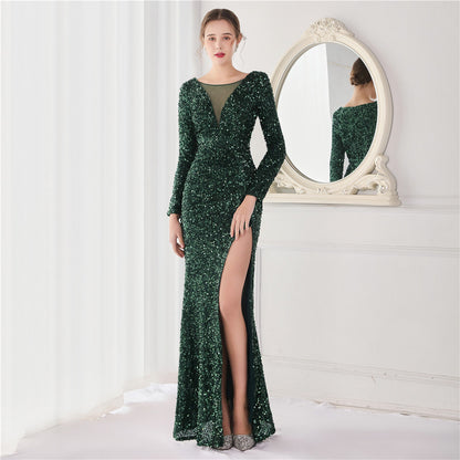 Cocktail Elegant Long Long Sleeve Sequined Atmosphere Fishtail Evening Dress by Ragazza
