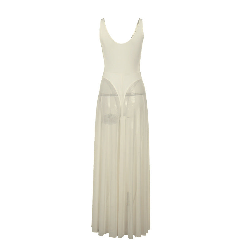 Autumn Sexy Maxi Dress Vacation Slim Fit Mesh A Line Dress  DestGlow