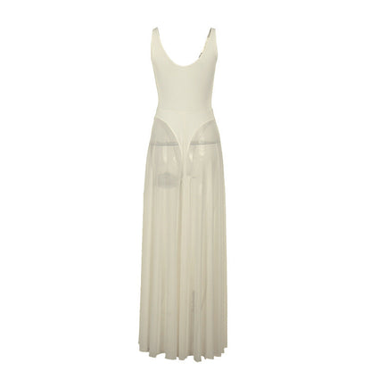 Autumn Sexy Maxi Dress Vacation Slim Fit Mesh A Line Dress  DestGlow