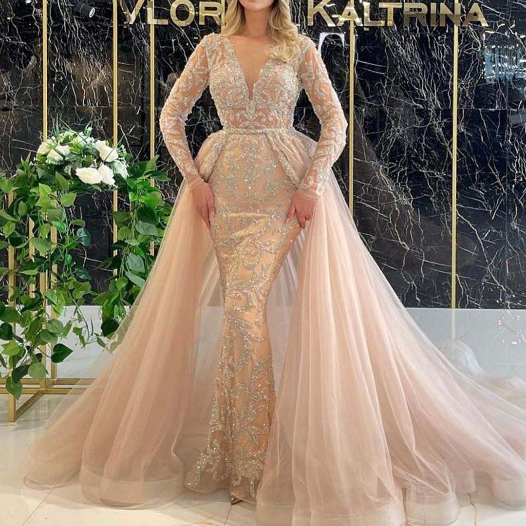 Women Clothing Dress Elegant Trailing French Simplicity Gold Court Gauzy Gown by Ragazza