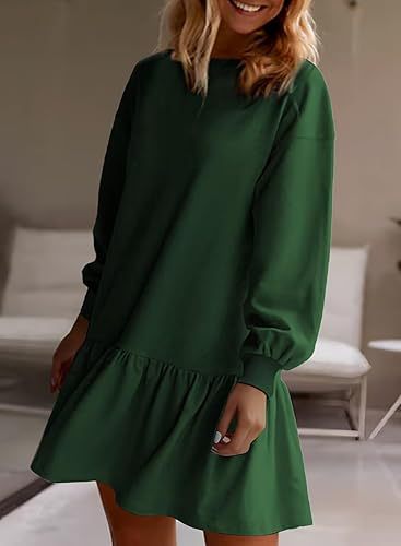 Women Clothing Crisscross Neckline Round Neck Long Sleeve Casual Sweatshirt Dress by Ragazza