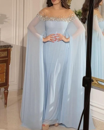 Spring Summer Middle East Sexy High Waist Rhinestone Pearl Chiffon Cocktail Evening Dress by Ragazza