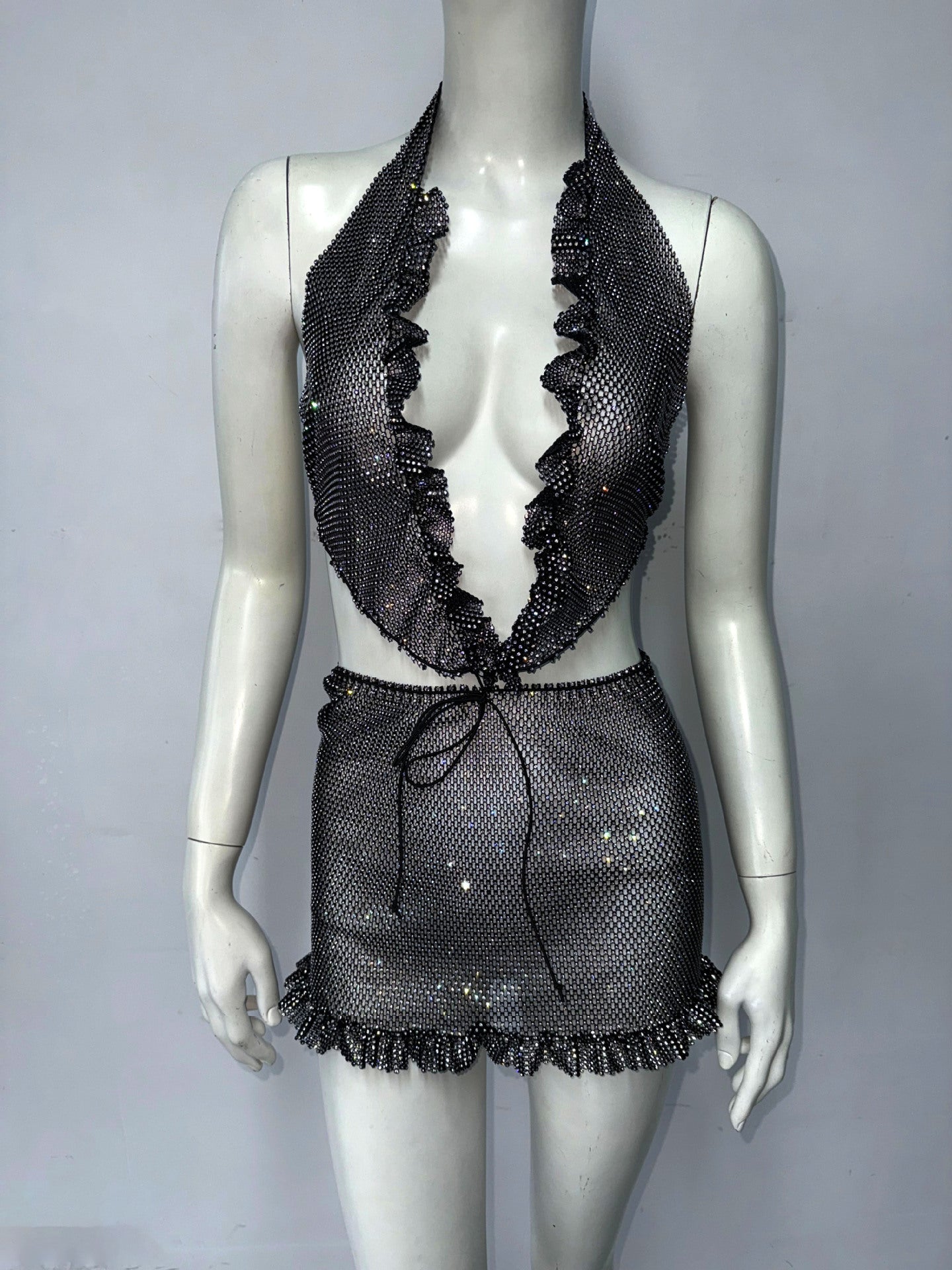 Women Clothing Sexy Dress Halterneck Dress Rhinestone Elastic Hip Dress Sexy Dress by Ragazza