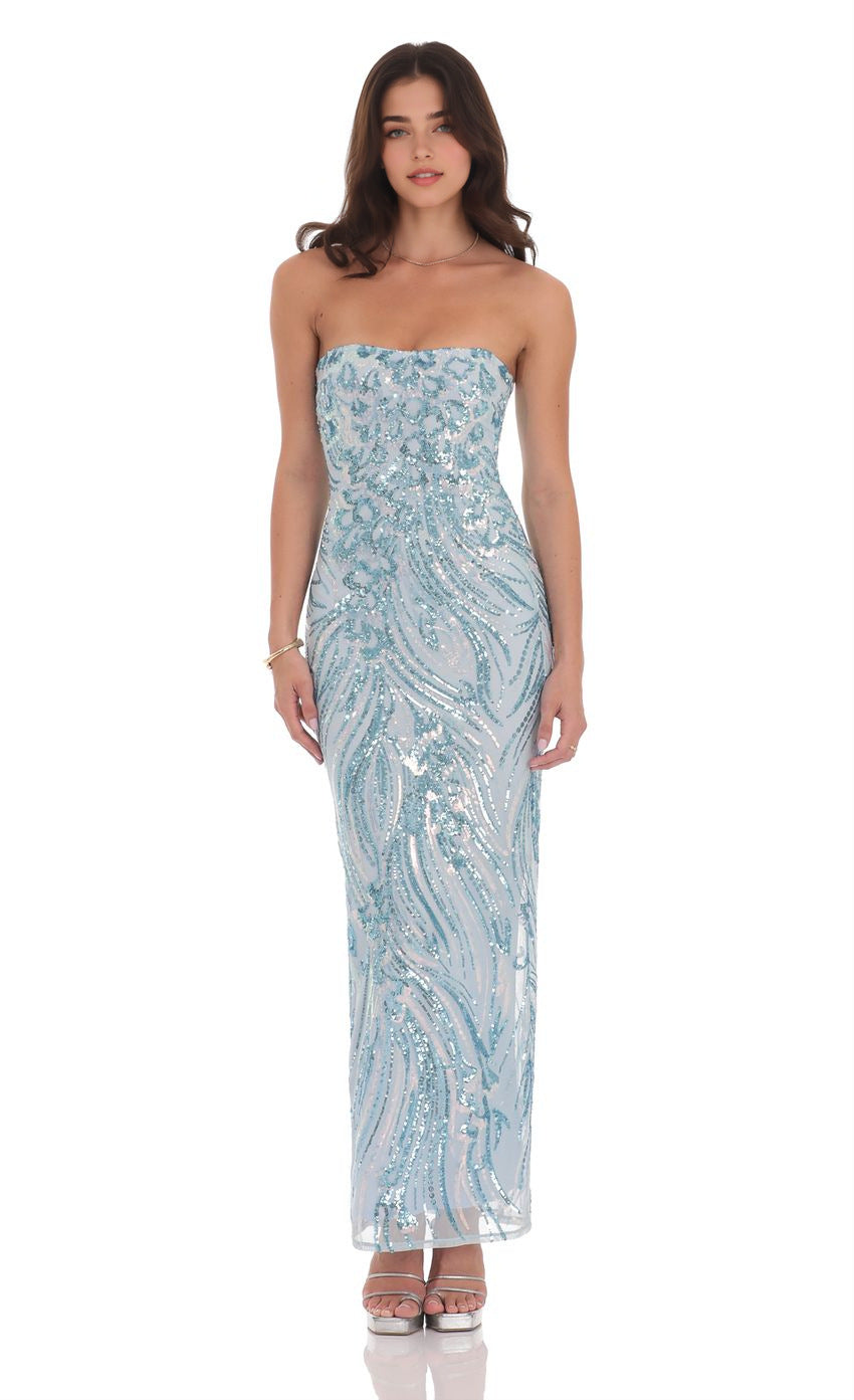 Cocktail Goddess Women Embroidered Floral Sequined Evening Dress Tube Top Fishtail Group Slim Dress by Ragazza