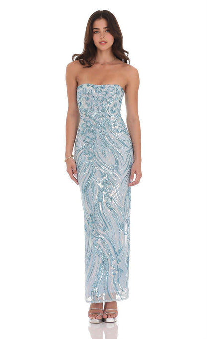 Cocktail Goddess Women Embroidered Floral Sequined Evening Dress Tube Top Fishtail Group Slim Dress by Ragazza