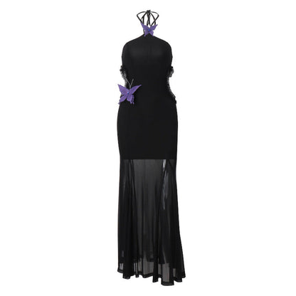 Autumn Sexy off Shoulder Halter Butterfly Decoration Slim Fit Holiday Dress Women  DestGlow