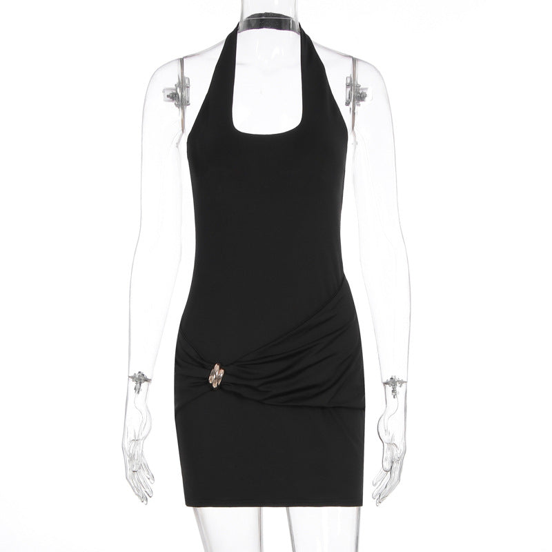 Summer Women Sexy Metal Decorative Lace up Backless Sheath Dress by Ragazza