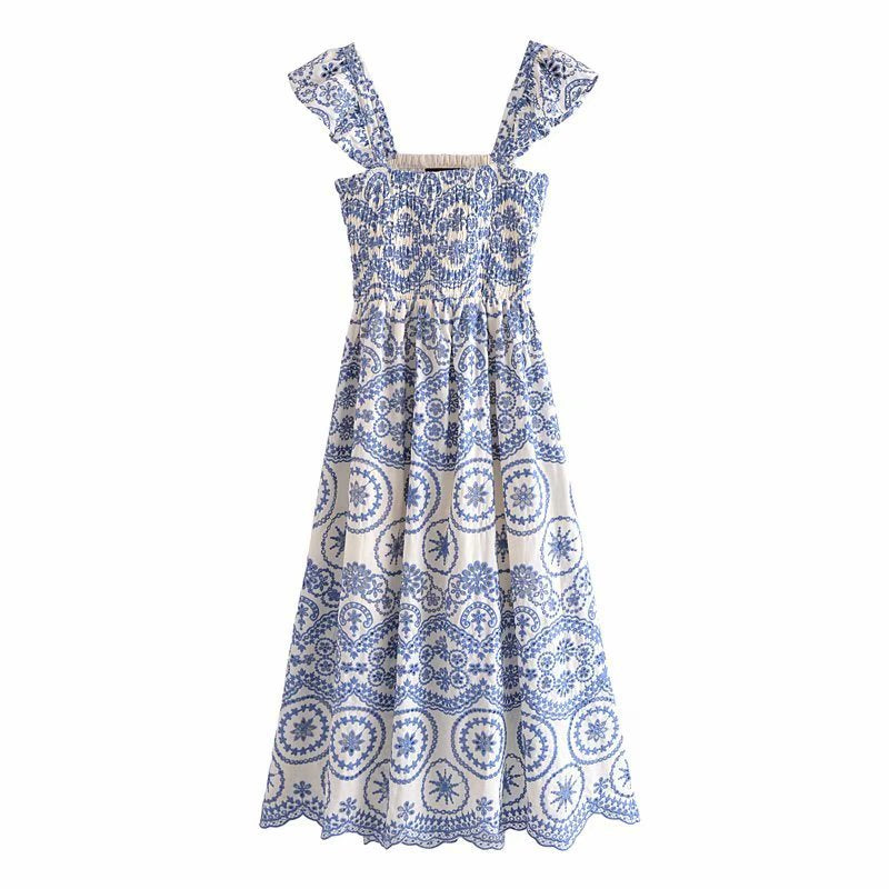 Women Hollow Out Cutout Embroidered Strap Dress by Ragazza