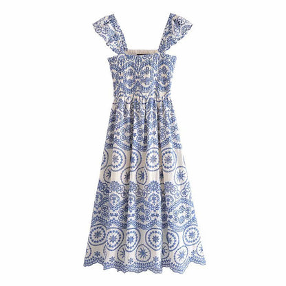 Women Hollow Out Cutout Embroidered Strap Dress by Ragazza