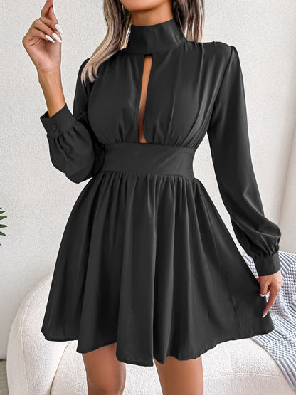 Autumn Winter Sexy Hollow-out Cinched Large Swing Dress Women Clothing by Ragazza