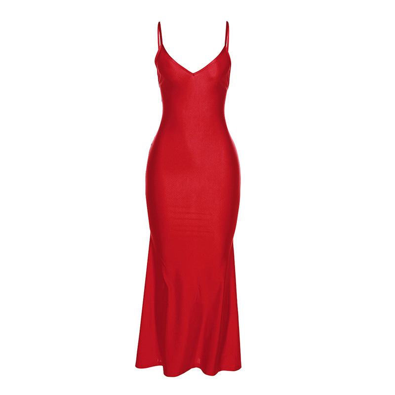 Fall Women Clothing Sexy Sexy Strap Backless Slim Fit Figure Flattering Dress by Ragazza