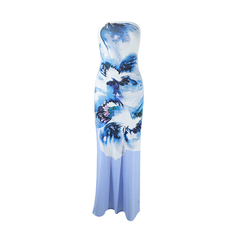 Summer High Class Elegant Sexy Bandeau Slim Fit Long Holiday Dress by Ragazza