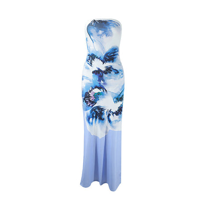Summer High Class Elegant Sexy Bandeau Slim Fit Long Holiday Dress by Ragazza