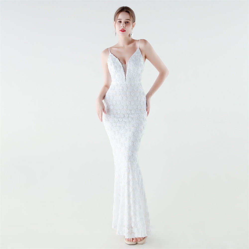 Heavy Industry Sequin Slim Deep Fishtail Evening Dress by Ragazza