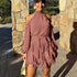 Elegant Chiffon Dress Women Halter Off the Shoulder Long Sleeve High Waist A line Dress by Ragazza