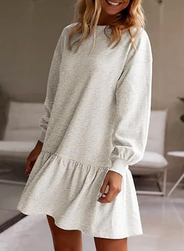 Women Clothing Crisscross Neckline Round Neck Long Sleeve Casual Sweatshirt Dress by Ragazza