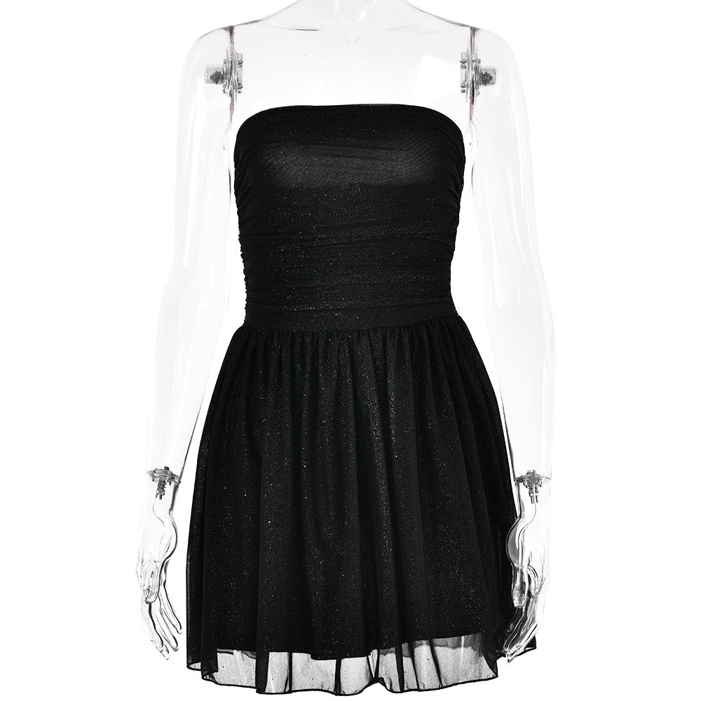 Arrival Dress Sexy Trend Mesh Stitching off Neck Tube Top Backless Short Dress for Women by Ragazza