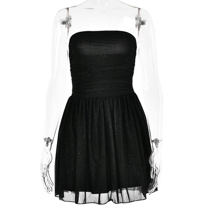 Arrival Dress Sexy Trend Mesh Stitching off Neck Tube Top Backless Short Dress for Women by Ragazza
