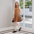 Fashionable Elegant Girls Autumn Suede Spun Yarn Slimming Short Cropped Puff Sleeve Waist Slimming Dress by Ragazza