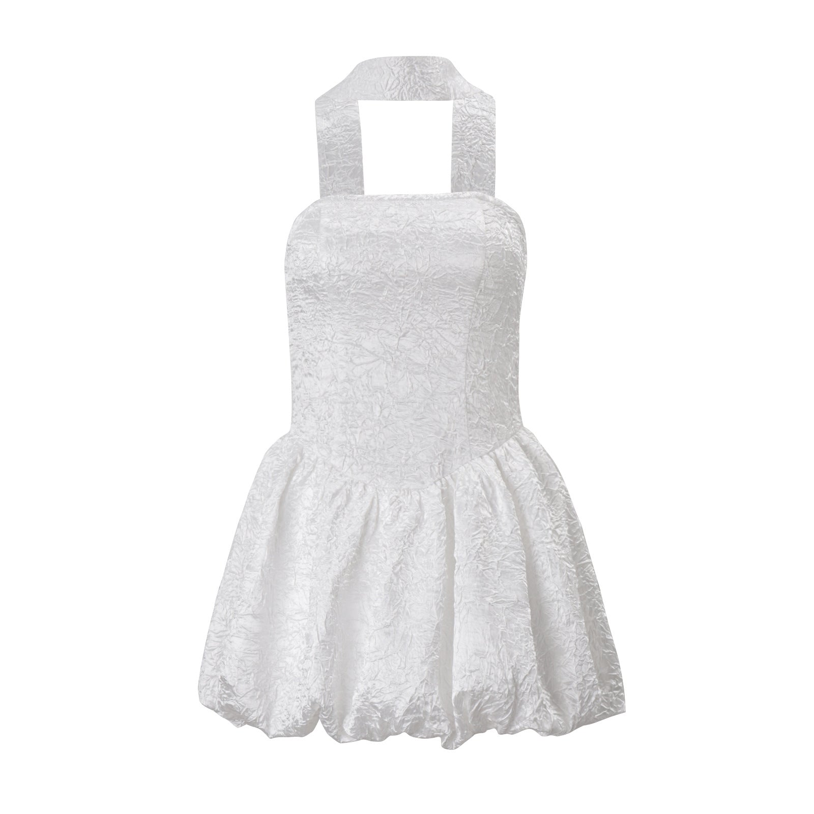Women Clothing Autumn French Sexy Tube Top Dress Ribbon Fitted Waist Bubble Short Dress by Ragazza