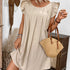 Round Neck Dress Solid Color Mid Dress Summer Ruffles Solid Color Round Neck Loose Mid Dress Women by Ragazza