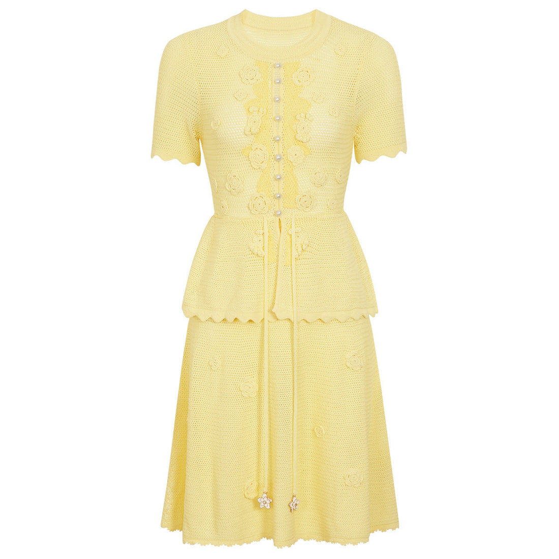 Summer Fashionable Knitted Heavy Embroidery Slimming Short Sleeve Dress for Women  DestGlow