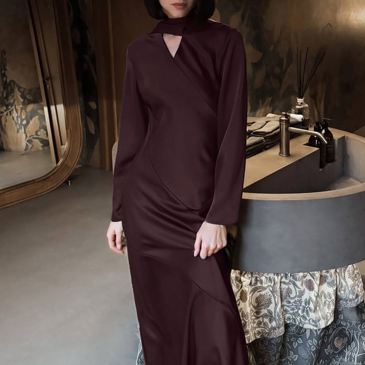 Autumn Scarf V neck Long Sleeve Elegant WomenElegant Dress by Ragazza
