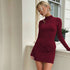 Autumn Sexy Sexy Dress Stand Collar Long Sleeve Pleated Slim Fit Niche Short Dress by Ragazza