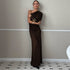 Women Clothing Autumn Fashionable Irregular Asymmetric off Shoulder Single Sleeve Pleated Maxi Dress by Ragazza
