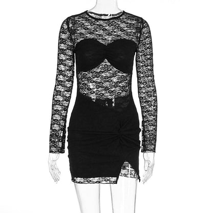 Women Clothing Summer Sexy See through Lace Sheath Long Sleeve Dress by Ragazza