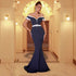 Diamond Embedded Mid Waist Fishtail Dress Elegant Graceful Ruffle Sleeve Design Evening Dress by Ragazza