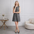 Retro Houndstooth Leather Trim Dress Autumn Winter Tweed Vest A line Dress by Ragazza